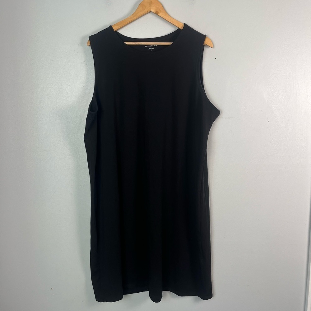 Eileen fisher black sleeveless organic cotton dress size 2X